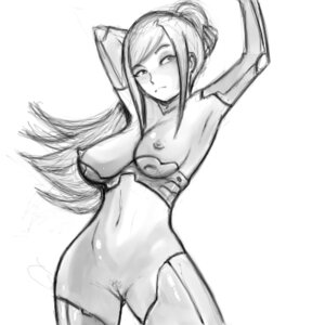 Rating: Explicit Score: 0 Tags: black_and_white female female_only fluffy_(artist) human metroid monochrome nintendo rule34 samus_aran sketch solo User: bunchy7s