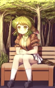 Rating: Safe Score: 0 Tags: 5:8 animal_humanoid bench blush bottomwear breasts clasped_hands clothing danbo_(rock_clime) e621 female green_eyes green_hair hair hi_res human humanoid kyouko_kasodani mammal on_bench park plant short_hair sitting skirt solo touhou tree User: bunchy7s