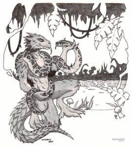 Rating: Questionable Score: 0 Tags: 2007 anthro art_nouveau digitigrade duo e621 eye_contact feral forest forked_tongue fungus incendax jungle kneeling lizard long_tongue looking_at_another male monochrome mushroom nature outside plant reptile scalie simple_background snake standing swamp tail tongue tongue_out tree vines water white_background User: bunchy7s