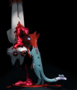 Rating: Explicit Score: 0 Tags: 2009 ambiguous_gender ambiguous_pred anthro bandage black_background blood bodily_fluids canid canine canis death digital_media_(artwork) domestic_cat duo e621 featureless_crotch felid feline felis feral fox fur gore grotesque_death hard_vore japanese male male_prey mammal scar simple_background tail vore white_body white_fur wolf yukaman User: bunchy7s