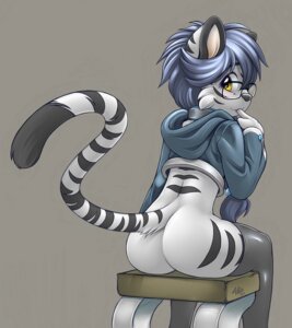 Rating: Questionable Score: 0 Tags: ambiguous_gender anthro biped blue_hair bottomless braided_hair butt chao_xiang clothed clothing collar crop_top e621 eyewear felid glasses hair hoodie legwear leucistic long_hair long_tail looking_back mammal midriff mokabur pantherine rear_view shirt sitting smile solo stockings stripes tail thick_thighs tiger topwear yellow_eyes User: bunchy7s