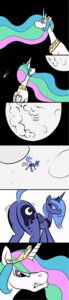 Rating: Questionable Score: 0 Tags: absurd_res angry blowing_kiss blue_body blue_feathers butt comic crown cutie_mark e621 equid equine feathered_wings feathers female feral friendship_is_magic hasbro headgear heart_symbol hi_res horn kissing long_image lowkey mammal moon mooning my_little_pony mythological_creature mythological_equine mythology princess_celestia_(mlp) princess_luna_(mlp) princessxpup puckered_lips quadruped rear_view shake_it! shaking_butt shooting_star smack smack_(sound_effect) space star tail tall_image taunting trolling white_body white_feathers winged_unicorn wings User: bunchy7s