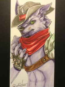 Rating: Safe Score: 0 Tags: anthro armor canid canine canis cestus clothing cowboy e621 fur gloves green_eyes handwear male mammal purple_body purple_fur scar scarf sekotta solo unknown_artist western wild_west wolf User: bunchy7s