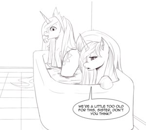 Rating: Questionable Score: 0 Tags: 2012 bath black_and_white crown cutie_mark duo e621 english_text equid equine female feral friendship_is_magic hair hasbro headgear horn jalm long_hair looking_back mammal monochrome my_little_pony mythological_creature mythological_equine mythology nude princess princess_celestia_(mlp) princess_luna_(mlp) raised_tail royalty rubber_duck sibling_(lore) sister_(lore) sisters_(lore) tail text water winged_unicorn wings User: bunchy7s