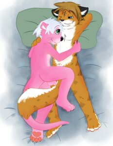 Rating: Explicit Score: 0 Tags: animal_genitalia anthro bed canid canine canis cuddling duo e621 felid fur furniture genitals hybrid jent knox_(artist) male male/male mammal mustelid ottah otter pantherine penis penis_tip pink_body pink_fur sheath tail tiger wolf User: bunchy7s