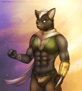 Rating: Questionable Score: 0 Tags: abs anthro bandage belt biceps big_muscles biped black_body black_fur blade blue_eyes bottomwear bulge clothing desert e621 facial_markings fangs felid front_view fur hair head_markings hi_res male mammal markings muscular muscular_anthro muscular_male outside pantherine pants pecs pink_nose pose scar solo spiky_hair standing star teeth white_hair zeta-haru User: bunchy7s