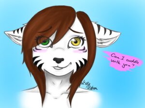 Rating: Safe Score: 0 Tags: anthro black_nose blush brown_hair e621 english_text felid female hair heterochromia lexieurban looking_at_viewer mammal pantherine smile solo stripes text tiger User: bunchy7s Rating: Safe Score: 0 Tags: anthro black_nose blush brown_hair e621 english_text felid female hair heterochromia lexieurban looking_at_viewer mammal pantherine smile solo stripes text tiger User: bunchy7s
