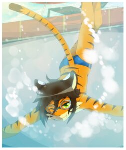 Rating: Safe Score: 0 Tags: anthro border brown_hair clothed clothing digital_media_(artwork) e621 eyewear felid goggles green_eyes hair male mammal oouyuki_benten pantherine partially_submerged saba solo stripes swimwear tail tiger topless underwater water white_border User: bunchy7s