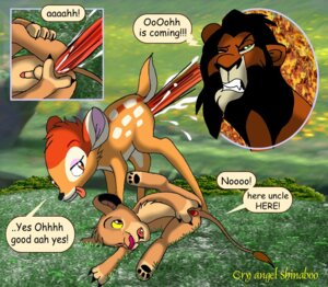 Rating: Explicit Score: 0 Tags: age_difference anthro balls bambi_(character) bambi_(film) comic crossover cry_angel_shinaboo cub deer disney feline feral_only furry gay interspecies lion male male_cub male_only penis rule34 scar scar_(the_lion_king) simba testicles the_lion_king yaoi young User: bunchy7s