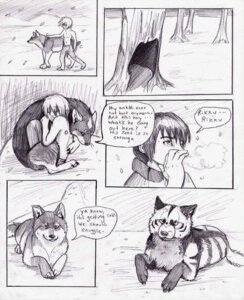 Rating: Safe Score: 0 Tags: ambiguous_gender canid canine canis clothed clothing comic coop_(wrng) dialogue digitigrade e621 english_text feral fur graphite_(artwork) greyscale group human male mammal monochrome natsume_(wrng) natsumewolf oz_(wrng) quadruped rikku snow tail text traditional_media_(artwork) winter wolf wolf's_rain wolf's_rain_next_generation User: bunchy7s