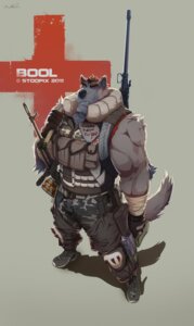 Rating: Safe Score: 0 Tags: 2011 anthro black_nose brown_hair canid canine canis e621 gun hair hi_res male mammal ranged_weapon simple_background solo stoopix tail weapon wolf User: bunchy7s