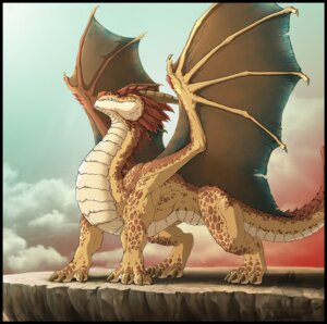 Rating: Safe Score: 0 Tags: 4_toes ambiguous_gender black_border border claws cliff cloud dragon e621 feet feral hi_res horn lintufriikki looking_at_viewer membrane_(anatomy) membranous_wings muscular muscular_ambiguous muscular_feral mythological_creature mythological_scalie mythology outside pose red_eyes rock scalie sky solo spots spread_wings standing tail teeth toes wings User: bunchy7s