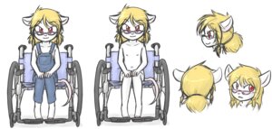 Rating: Questionable Score: 0 Tags: ambiguous_gender anthro blonde_hair clothed clothing disability e621 eyewear glasses hair mammal meek model_sheet mouse murid murine nipples overalls paraplegic red_eyes rodent shouk solo turnaround vehicle wheelchair young young_anthro User: bunchy7s