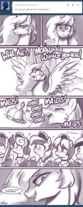 Rating: Questionable Score: 0 Tags: 2013 ask_blog butt clothing comic crown cutie_mark dialogue e621 english_text equid equine feathered_wings feathers female feral friendship_is_magic group hair hasbro headgear hi_res horn john_joseco long_hair maid_uniform mammal monochrome my_little_pony mythological_creature mythological_equine mythology princess princess_celestia_(mlp) rape_face royalty text tiara tumblr unicorn uniform wing_boner winged_unicorn wings User: bunchy7s
