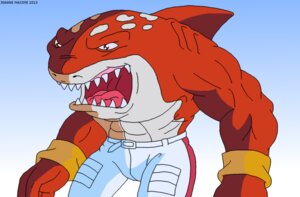 Rating: Safe Score: 0 Tags: 2013 abs anthro aquatic belt biceps big_muscles biped bottomwear brown_eyes clothed clothing dorsal_fin e621 fangs fin fish hi_res looking_at_viewer male mammal maxime-jeanne muscular muscular_anthro muscular_male open_mouth orange_body orange_skin pecs pose shark shorts simple_background slammu solo standing street_sharks teeth tongue topless wristband User: bunchy7s