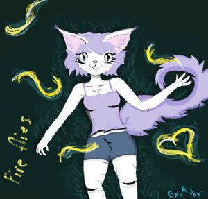 Rating: Safe Score: 0 Tags: ambient_arthropod ambient_firefly ambient_insect anthro arthropod biped e621 english_text felid female fur grass lying mammal mohxi plant solo tail text white_body white_fur User: bunchy7s