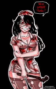 Rating: Questionable Score: 0 Tags: 2008 bandage big_breasts black_background black_hair blood bodily_fluids breasts cleavage clothed clothing cosplay costume curvy_figure dialogue dreamwatcher7 e621 english_text evil_grin female hair hat headgear headwear human konami legwear mammal marilyn_(strawberry_deathcake) not_furry nurse nurse_(silent_hill) nurse_clothing nurse_uniform pipe red_eyes silent_hill simple_background smile solo standing stockings strawberry_deathcake text torn_clothing uniform url weapon wide_hips User: bunchy7s