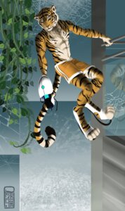 Rating: Safe Score: 0 Tags: absurd_res black_body black_fur bottomwear broken_glass clothed clothing digitigrade dojiarai e621 felid fur glass hi_res holding_object male mammal nipples orange_body orange_fur pantherine plant portal portal_(series) portal_gun shorts side_view solo stripes tail tiger topless valve valve_corporation vines User: bunchy7s