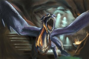Rating: Safe Score: 0 Tags: 3:2 blue_body cave cylex detailed detailed_background dragon e621 female feral inheritance_cycle membrane_(anatomy) membranous_wings mythological_creature mythological_scalie mythology quadruped roaring saphira scalie solo torch wings User: bunchy7s