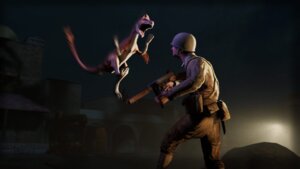 Rating: Safe Score: 0 Tags: 16:9 5_fingers armor athletic athletic_human athletic_male belt_pouch detailed detailed_background dino_d-day dinosaur dromaeosaurid duo e621 feral fingers gun headgear helmet hi_res holding_gun holding_object holding_ranged_weapon holding_weapon human light_body light_skin male mammal military prehistoric_species ranged_weapon rear_view reptile saurischian scalie soldier standing tail tan_body tan_skin theropod three-quarter_view unknown_artist velociraptor warrior weapon widescreen world_war_2 User: bunchy7s