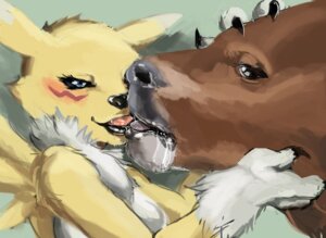 Rating: Questionable Score: 0 Tags: ambiguous_gender anthro anthro_on_feral bandai_namco bestiality bestiality_kiss black_nose black_sclera blue_eyes blush bodily_fluids bovid bovine breasts brown_body brown_fur canid canine cattle digimon digimon_(species) drooling duo e621 eyelashes female feral french_kissing fur green_background hair hand_on_head happy interspecies kissing long_ears mammal nude open_mouth purple_hair raised_arm renamon saliva saliva_on_tongue saliva_string sharp_teeth simple_background sloppy_kiss smile standing teeth tongue tongue_out ungulatr white_body white_fur yellow_body yellow_fur User: bunchy7s