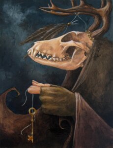 Rating: Safe Score: 0 Tags: ambiguous_gender animated_skeleton anterior_nasal_aperture antlers beads bone clothing e621 fangs feathers fog horn humanoid_hands key magic_user qarrezel robe shaman skeleton skull solo string teeth tribal_spellcaster undead User: bunchy7s