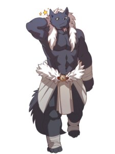 Rating: Safe Score: 0 Tags: 3:4 4_toes anthro arm_wraps bandage biped black_body black_fur bottomwear canid canine canis claws clothed clothing e621 feet fffffolder foot_wraps front_view fur hair hand_behind_head loincloth looking_at_viewer male mammal muscular muscular_anthro muscular_male simple_background solo standing star tail toes topless white_background white_hair wolf wraps User: bunchy7s