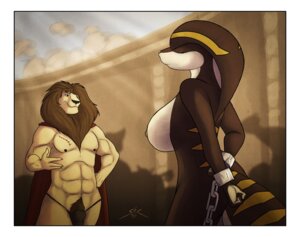 Rating: Explicit Score: 0 Tags: anthro bdsm bondage border bound breasts cape chain clothed clothing cobra cuff_(restraint) duo e621 elapid_(snake) felid female king_cobra lion male mammal nipples non-mammal_breasts non-mammal_nipples nude pantherine reptile restraints scalie shackles shandi slave snake snake_hood spotty_the_cheetah tail thong underwear white_border User: bunchy7s