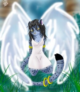 Rating: Safe Score: 0 Tags: 2009 angel anthro blue_body blue_fur bracelet breasts brown_hair clothing digital_media_(artwork) dress e621 feathered_wings feathers felid female fur grass hair janus_(kuttyeevee) jewelry mammal pantherine plant snow_leopard solo tail wings wolflady User: bunchy7s