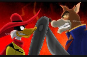 Rating: Safe Score: 0 Tags: anatid angry anseriform anthro avian beak bird canid canine canis chainsaw clothed clothing crossover darkwing_duck disney don_karnage duck ducktales duo e621 eye_contact fedora hat headgear headwear letterbox looking_at_another male mammal melee_weapon negaduck power_tool red_wolf smile smirk sword talespin thepirateprincess tools weapon wolf User: bunchy7s