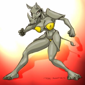 Rating: Questionable Score: 0 Tags: 3_toes amber_eyes angry anthro armor big_breasts bikini biped breasts brown_eyes cleavage clenched_teeth clothed clothing e621 feet female fist gradient_background grey_body grey_skin jilo mammal nipple_outline red_background rhinoceros simple_background skimpy solo standing swimwear tail tail_tuft teeth toes tuft two-piece_swimsuit yellow_background User: bunchy7s