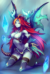 Rating: Questionable Score: 0 Tags: blue_body blue_eyes blue_skin breasts cleavage clothed clothing demon e621 female hair hera-is_(puzzle_and_dragons) hi_res horn humanoid humanoid_pointy_ears ice jewelry kneeling legwear long_hair looking_at_viewer membrane_(anatomy) membranous_wings midriff mirion multicolored_hair necklace not_furry pointy_ears puzzle_and_dragons red_hair solo thigh_highs wings User: bunchy7s