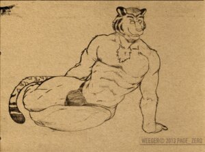 Rating: Questionable Score: 0 Tags: abs anthro athletic biceps biped bulge chest_tuft clothed clothing e621 eyewear felid fur glasses grin looking_at_viewer male mammal markings monochrome muscular muscular_anthro page_zero pantherine paper pecs pencil_(object) pose relaxing scan sepia sitting smile solo speedo stripes swimwear tiger topless traditional_media_(artwork) tuft unfinished weeger User: bunchy7s