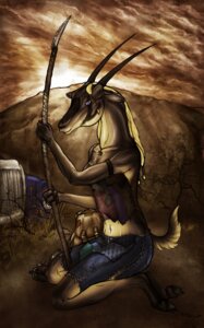 Rating: Safe Score: 0 Tags: antelope anthro apocalypse bag black_markings blonde_mane bovid brown_body brown_fur clothed clothing cloven_hooves countershading detailed_background e621 female fingers fur grazing_antelope hooved_fingers hooves horn jewelry kneeling lightstep mammal mane markings melee_weapon necklace oryx pendant polearm satchel short_tail smile solo spear tail tan_body tan_countershading weapon User: bunchy7s