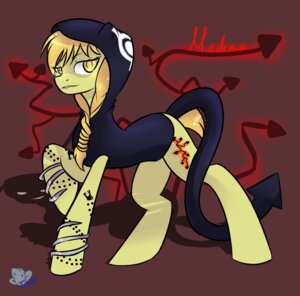 Rating: Safe Score: 0 Tags: 2012 alternate_species blonde_hair clothing crossover cutie_mark e621 earth_pony english_text equid equine female feral hair hasbro hoodie horse kikiluv looking_at_viewer mammal medusa_gorgon_(soul_eater) my_little_pony ponification pony quadruped simple_background solo soul_eater tail text topwear yellow_eyes User: bunchy7s