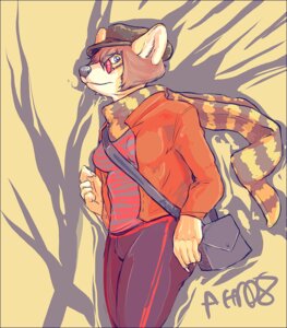 Rating: Questionable Score: 0 Tags: abstract_background ailurid anthro autumn big_ears biped blue_border border bottomwear brown_hair claws clothed clothing digital_media_(artwork) e621 eyewear female fully_clothed glasses hair hat headgear headwear jacket mammal orange_outerwear pattern_clothing pattern_scarf pattern_topwear phylum portrait red_eyewear red_glasses red_panda restricted_palette scarf short_hair shoulder_bag side_view signature simple_background solo striped_clothing striped_scarf striped_topwear stripes three-quarter_portrait tight_bottomwear tight_clothing topwear walking warm_colors wind yellow_background yellow_body yellow_neckwear yellow_scarf User: bunchy7s
