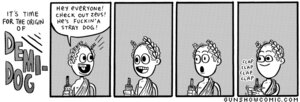 Rating: Questionable Score: 0 Tags: comic demi-dog e621 english_text greyscale gunshowcomic human humor kc_green laurel_wreath male mammal monochrome offscreen_character profanity solo text User: bunchy7s