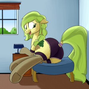 Rating: Questionable Score: 0 Tags: 1:1 2014 big_butt blush butt clothing cutie_mark e621 earth_pony equid equine fan_character female feral goattrain green_eyes growth hasbro horse looking_back mammal my_little_pony open_mouth panties pony smile solo underwear window User: bunchy7s