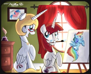 Rating: Safe Score: 0 Tags: 2012 alternate_species blonde_hair blue_body blue_eyes blue_feathers blue_fur bonnie_zacherle brush canvas curtains cutie_mark duo e621 equid equine eyewear feathered_wings feathers female feral firefly_(pre-g4) friendship_is_magic fur glasses hair hasbro hi_res horn inkwell jewelry lauren_faust_(character) loose_feather mammal multicolored_hair my_little_pony mythological_creature mythological_equine mythology necklace paint paintbrush painting_(object) pegasus ponification quadruped quill rainbow_dash_(mlp) rainbow_hair red_hair tail willisrisque window winged_unicorn wings User: bunchy7s