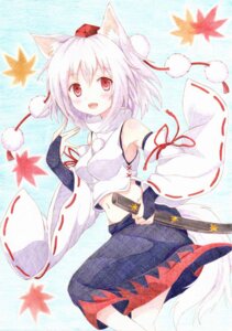 Rating: Safe Score: 0 Tags: animal_humanoid armwear asian_clothing blush bridal_gauntlets canid canid_humanoid canine canine_humanoid canis clothed clothing detached_sleeves dog_humanoid domestic_dog e621 east_asian_clothing female hair hat headgear headwear humanoid japanese_clothing kittona mammal mammal_humanoid midriff miko_outfit momiji_inubashiri navel open_mouth red_eyes short_hair solo tail tokin_hat touhou traditional_media_(artwork) white_hair User: bunchy7s