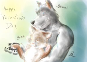 Rating: Safe Score: 0 Tags: anthro canid canine canis domestic_cat duo e621 felid feline felis heart_symbol holidays hug love male mammal naaby valentine's_day wolf User: bunchy7s