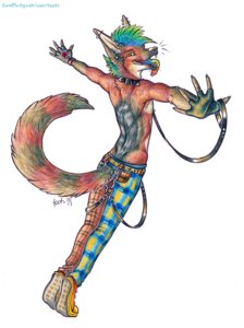 Rating: Safe Score: 0 Tags: 2013 alternative_fashion anthro armpit_hair body_hair bondage_pants bottomwear canid canine canis clothed clothing collar colorful_theme e621 ear_piercing jackal leash male mammal nipple_piercing nipples pants piercing rainbow scene_(fashion) solo tail text tongue tongue_out toots topless url User: bunchy7s