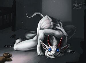 Rating: Safe Score: 0 Tags: 2012 ambiguous_gender bedroom bedroom_eyes blue_eyes bodily_fluids creepy crib derp_eyes drooling e621 flexible fur half-closed_eyes horn inside mammal narrowed_eyes nightmare_fuel pacifier parasite plushie rotarr saliva seductive solo synx teddy_bear white_body white_fur white_skin User: bunchy7s