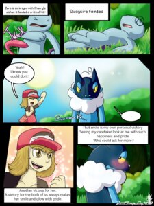 Rating: Safe Score: 0 Tags: 3:4 amphibian animal_noises battle blonde_hair blush blush_lines brown_eyes cherry_the_trainer_(redimplight) comic croaking detailed_background digital_media_(artwork) e621 ellipsis english_text female fist_pump forest frogadier generation_2_pokemon generation_6_pokemon group hair happy human looking_back mammal nintendo outside plant pokemon pokemon_(species) quagsire redimplight spiral spiral_eyes tan_eyes text tree unconscious zero_(redimplight) User: bunchy7s