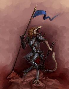 Rating: Safe Score: 0 Tags: abstract_background anthro armor banner barefoot biped bracers breastplate chainmail claws dual_holding dual_wielding e621 ear_piercing feet flag flag_(object) furgonomics greaves gun handgun holding_flag holding_object holding_weapon holster leather mace maelice male mammal melee_weapon outcrop pauldron piercing pike_(weapon) plate_mail ralban ranged_weapon revolver rock scar sergal solo southern sword tail tail_armor tail_tuft toe_claws tuft weapon yelling User: bunchy7s