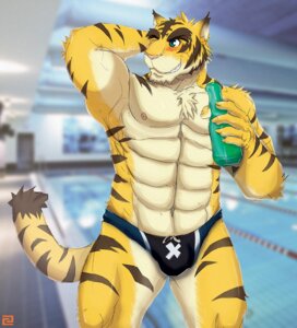 Rating: Questionable Score: 0 Tags: 2013 abs anthro beverage biceps big_muscles biped blush bottle bulge chest_tuft clothed clothing container cuson e621 eyebrows felid fur green_eyes hand_behind_head holding_bottle holding_container holding_object male mammal markings morenatsu muscular muscular_anthro muscular_male nipples one_eye_closed pantherine pecs sharp_teeth smile soda solo speedo standing stripes swimming_pool swimwear teeth thick_eyebrows tiger topless torahiko_ooshima tuft water wink User: bunchy7s