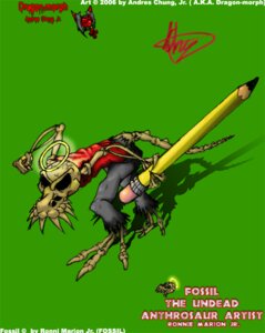 Rating: Safe Score: 0 Tags: 2006 andres_chung_jr animated_skeleton anthro biped bone clothed clothing copyright_symbol dinosaur e621 english_text fossil_the_undead_anthrosaur green_background halo holding_object holding_pencil holding_writing_utensil male pencil_(object) prehistoric_species reptile saurischian scalie simple_background skeleton solo symbol text theropod undead writing_utensil User: bunchy7s