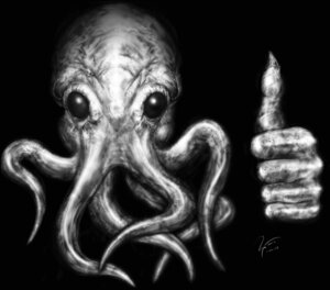 Rating: Safe Score: 0 Tags: 2008 anthro aquatic black_eyes cephalopod coleoid cthulhu cthulhu_mythos e621 face_tentacles gesture greyscale h._p._lovecraft hand_gesture hi_res hwango male mantle_(mollusk) mollusk monochrome monster nightmare_fuel octopodiform solo tentacles thumbs_up User: bunchy7s