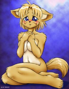 Rating: Questionable Score: 0 Tags: 2003 al_(ryou) anthro biped blush breasts brown_hair canid canine canis claws covering covering_breasts covering_self domestic_dog e621 facial_markings fangs female hair head_markings kneeling mammal markings naturally_censored nude ryou short_hair shy solo tail teeth User: bunchy7s
