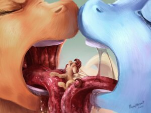 Rating: Questionable Score: 0 Tags: 2013 applejack_(mlp) between_tongues blue_body blue_fur bodily_fluids digital_media_(artwork) drooling e621 earth_pony equid equine extreme_size_difference eyes_closed female female/female feral french_kissing friendship_is_magic fur group hasbro hi_res horse imminent_vore kissing licking licking_tongue mammal micro my_little_pony on_tongue open_mouth orange_body orange_fur pony ponythroat rainbow_dash_(mlp) saliva size_difference throat tongue tongue_out uvula User: bunchy7s